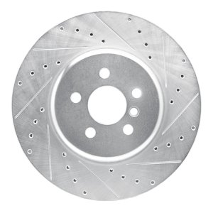 BMW 4 Series Brake Rotor (1) - Front Right - R1 Concepts - Drilled & Slotted - Silver - `17-`25